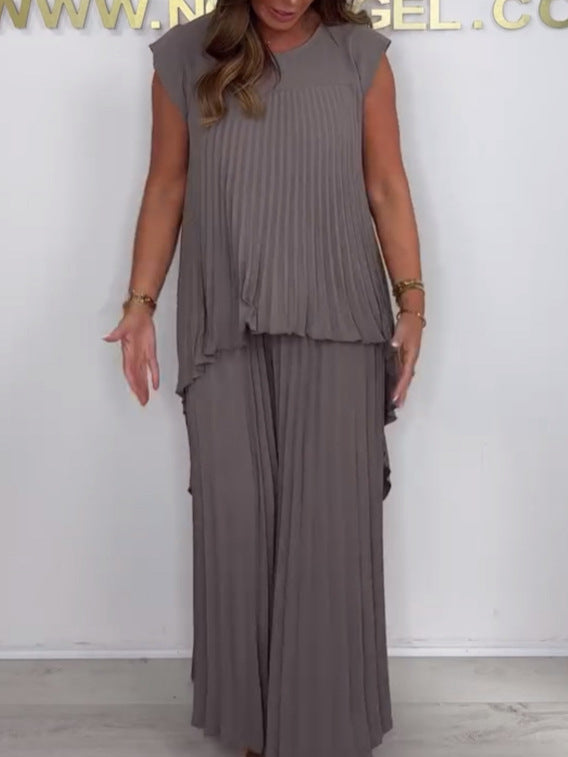 Nelia | Casual & elegancki zestaw z topem midi i spodniami