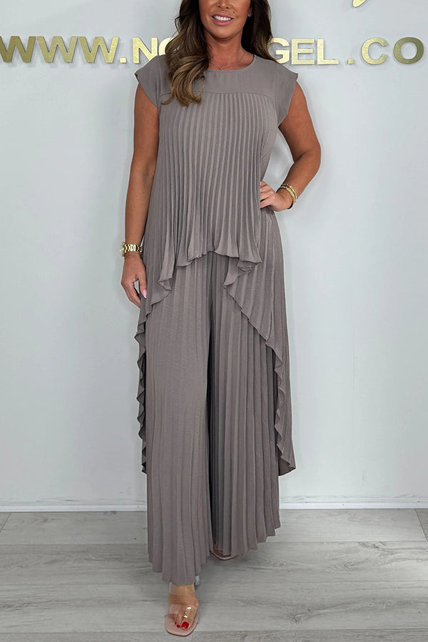 Nelia | Casual & elegancki zestaw z topem midi i spodniami