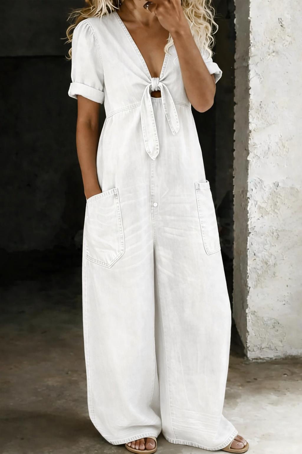 Kombinezon z krótkim rękawem Maya | V-neck