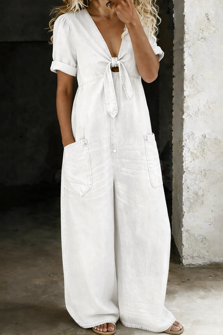 Kombinezon z krótkim rękawem Maya | V-neck